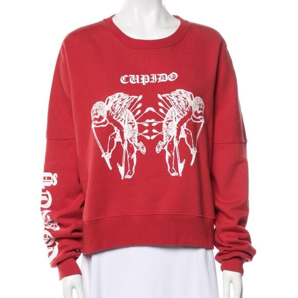 Marcelo Burlon Cupido Tattoo Graphic Red Cotton Pullover Sweatshirt NWOT Size S - Picture 4 of 10